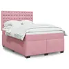 Image de vidaXL Sommier à lattes de lit avec matelas Rose 140x190 cm Velours
