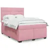 Image de vidaXL Sommier à lattes de lit avec matelas Rose 160x200 cm Velours