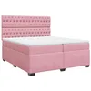 Image de vidaXL Sommier à lattes de lit avec matelas Rose 200x200 cm Velours