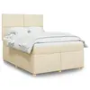 Image de vidaXL Sommier à lattes de lit avec matelas Crème 140x190 cm Tissu