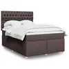 Image de vidaXL Sommier à lattes de lit avec matelas Marron foncé 140x190 cm