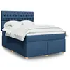 Image de vidaXL Sommier à lattes de lit avec matelas Bleu 140x190 cm Tissu
