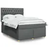 Image de vidaXL Sommier à lattes de lit avec matelas Gris foncé 140x200cm Tissu