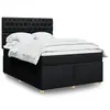 Image de vidaXL Sommier à lattes de lit avec matelas Noir 140x200 cm Tissu