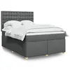 Image de vidaXL Sommier à lattes de lit avec matelas Gris foncé 140x200cm Tissu