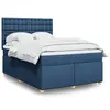 Image de vidaXL Sommier à lattes de lit avec matelas Bleu 140x200 cm Tissu