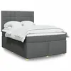 Image de vidaXL Sommier à lattes de lit avec matelas Gris foncé 160x200cm Tissu