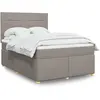Image de vidaXL Sommier à lattes de lit avec matelas Taupe 160x200 cm Tissu