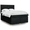 Image de vidaXL Sommier à lattes de lit avec matelas Noir 160x200 cm Tissu