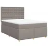 Image de vidaXL Sommier à lattes de lit avec matelas Taupe 160x200 cm Tissu