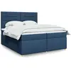 Image de vidaXL Sommier à lattes de lit avec matelas Bleu 200x200 cm Tissu