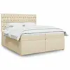Image de vidaXL Sommier à lattes de lit avec matelas Crème 200x200 cm Tissu