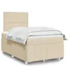Image de vidaXL Sommier à lattes de lit avec matelas Crème 120x200 cm Tissu