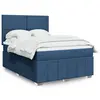 Image de vidaXL Sommier à lattes de lit avec matelas Bleu 140x200 cm Tissu
