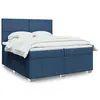 Image de vidaXL Sommier à lattes de lit avec matelas Bleu 200x200 cm Tissu