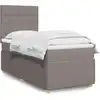Image de vidaXL Sommier à lattes de lit avec matelas Taupe 90x190 cm Tissu