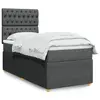 Image de vidaXL Sommier à lattes de lit avec matelas Gris foncé 90x200 cm Tissu