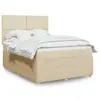 Image de vidaXL Sommier à lattes de lit avec matelas Crème 140x200 cm Tissu