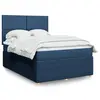 Image de vidaXL Sommier à lattes de lit avec matelas Bleu 140x200 cm Tissu