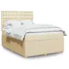 Image de vidaXL Sommier à lattes de lit avec matelas Crème 140x200 cm Tissu
