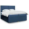 Image de vidaXL Sommier à lattes de lit avec matelas Bleu 200x200 cm Tissu