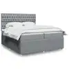 Image de vidaXL Sommier à lattes de lit avec matelas Gris clair 200x200cm Tissu