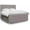 Image de vidaXL Sommier à lattes de lit avec matelas Taupe 200x200 cm Tissu