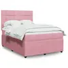 Image de vidaXL Sommier à lattes de lit avec matelas Rose 160x200 cm Velours