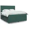 Image de vidaXL Sommier à lattes de lit et matelas Vert foncé 200x200cm Velours