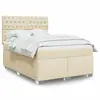 Image de vidaXL Sommier à lattes de lit avec matelas Crème 140x190 cm Tissu