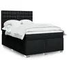 Image de vidaXL Sommier à lattes de lit avec matelas Noir 140x190 cm Tissu