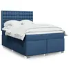 Image de vidaXL Sommier à lattes de lit avec matelas Bleu 140x200 cm Tissu