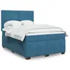Image de vidaXL Sommier à lattes de lit et matelas bleu 140x190 cm velours