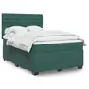 Image de vidaXL Sommier à lattes de lit et matelas Vert foncé 140x190cm Velours