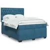 Image de vidaXL Sommier à lattes de lit et matelas bleu 140x190 cm velours