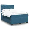 Image de vidaXL Sommier à lattes de lit et matelas bleu 140x190 cm velours