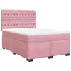Image de vidaXL Sommier à lattes de lit avec matelas Rose 140x200 cm Velours