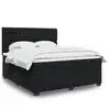 Image de vidaXL Sommier à lattes de lit avec matelas Noir 180x200 cm Velours