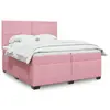 Image de vidaXL Sommier à lattes de lit avec matelas Rose 200x200 cm Velours