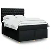 Image de vidaXL Sommier à lattes de lit avec matelas Noir 140x190 cm Tissu