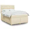Image de vidaXL Sommier à lattes de lit avec matelas Crème 140x190 cm Tissu