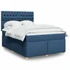 Image de vidaXL Sommier à lattes de lit avec matelas Bleu 140x190 cm Tissu