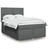 Image de vidaXL Sommier à lattes de lit avec matelas Gris foncé 140x200cm Tissu