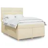 Image de vidaXL Sommier à lattes de lit avec matelas Crème 140x200 cm Tissu