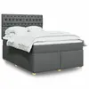 Image de vidaXL Sommier à lattes de lit avec matelas Gris foncé 140x200cm Tissu