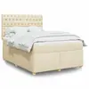 Image de vidaXL Sommier à lattes de lit avec matelas Crème 140x200 cm Tissu