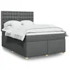Image de vidaXL Sommier à lattes de lit avec matelas Gris foncé 140x200cm Tissu