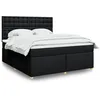 Image de vidaXL Sommier à lattes de lit avec matelas Noir 180x200 cm Tissu