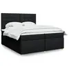 Image de vidaXL Sommier à lattes de lit avec matelas Noir 200x200 cm Tissu