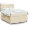 Image de vidaXL Sommier à lattes de lit avec matelas Crème 140x200 cm Tissu